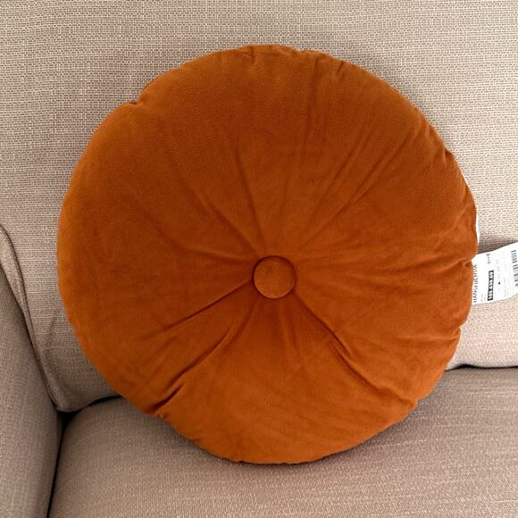 IKEA HANGFUCHSIA Golden Brown Round Pillow 16" - Picture 4 of 4
